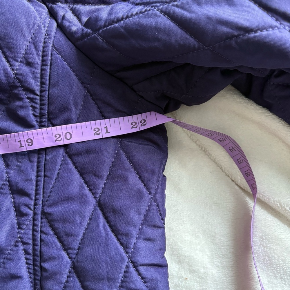 Chico's Rich Purple Diamond Quilted Barn Jacket Button Up Coat - Pockets - Picture 16 of 17